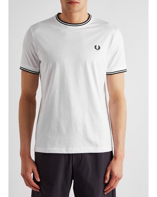 Fred Perry White M1588 Cotton T-Shirt for men