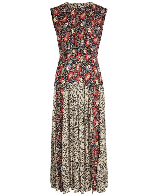 Rixo Multicolor Caroline Printed Chiffon Midi Dress