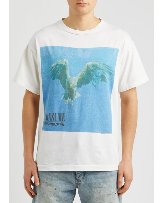 SAINT Mxxxxxx Blue Nightmare Printed Cotton T-shirt for men