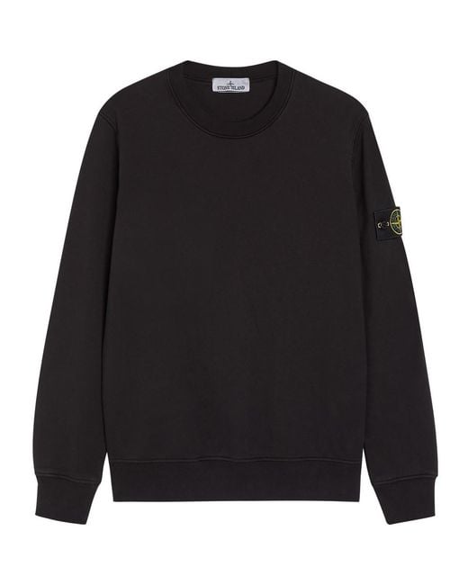 Stone Island Black Logo Cotton Sweatshirt for men