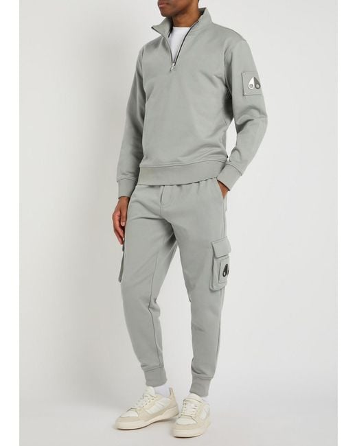 Moose Knuckles Gray Hartsfield Tapered-Leg Cotton Cargo Sweatpants for men