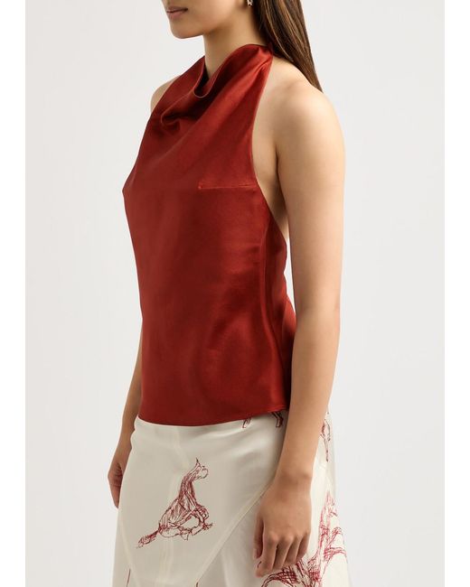 Rohe Red Halterneck Silk-Satin Top