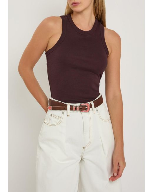Silver Ostrich Multicolor Crazy Leather Belt