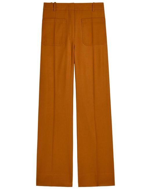 Victoria Beckham Brown Alina Flared-Leg Twill Trousers