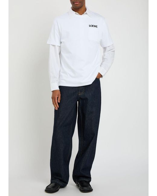 Loewe White Logo-Embroidered Stretch-Cotton T-Shirt for men
