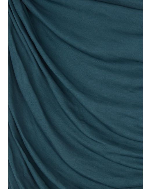 Saint Laurent Blue Draped Jersey Mini Dress