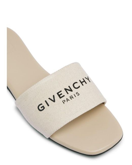Givenchy White Logo-print Canvas Sliders