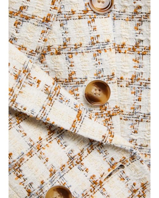 Veronica Beard Natural Ryland Checked Tweed Jacket