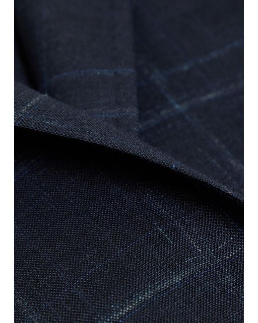 Canali Blue Plaid Wool-Blend Blazer for men