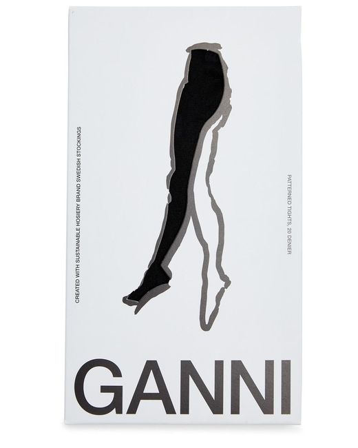 Ganni White Butterfly Logo-jacquard 20 Denier Tights