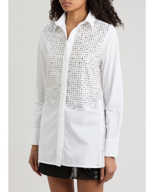 16Arlington White Marley Embellished Cotton-Poplin Shirt