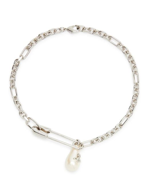 Vivienne Westwood White Yael Safety Pin Necklace