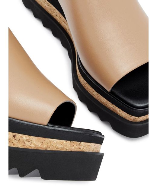 Stella McCartney Brown Sneak-elyse Faux Leather Flatform Sliders