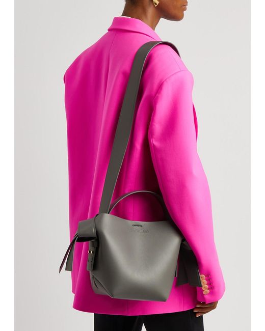 Acne Gray Musubi Mini Leather Top Handle Bag
