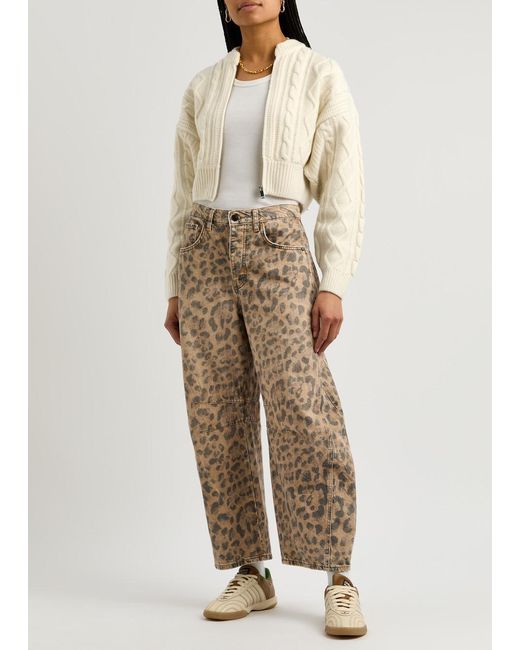 FRAME White Cable-Knit Wool Cardigan