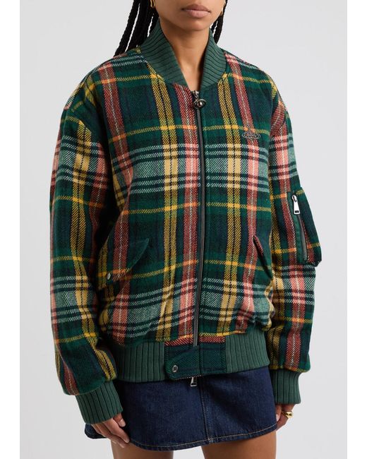 Vivienne Westwood Green Bernardo Tartan Wool-Blend Bomber Jacket