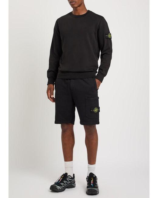 Stone Island Black Logo Cotton Sweatshirt for men