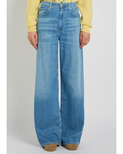 Citizens of Humanity Blue Lyra Long Wide-Leg Jeans