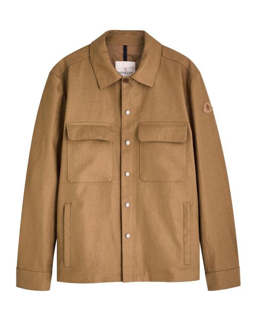 Moncler Brown Callaqui Linen-Blend Overshirt for men