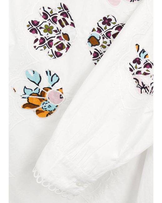 Weekend by Maxmara White Popoli Embroidered Cotton Blouse