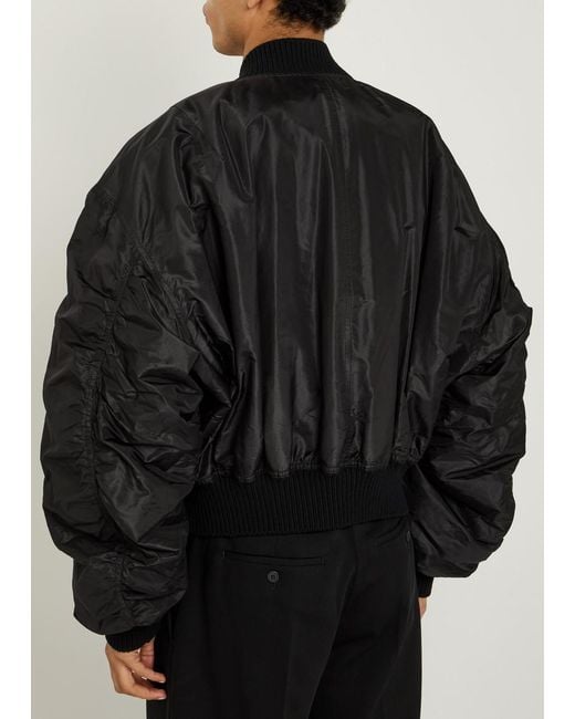 Rick Owens Black Secchia Silk Bomber Jacket for men