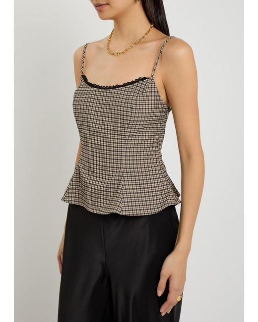 Reformation Natural Genevieve Plaid Woven Top