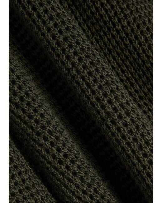 Eileen Fisher Green Open-Knit Linen And Cotton-Blend T-Shirt