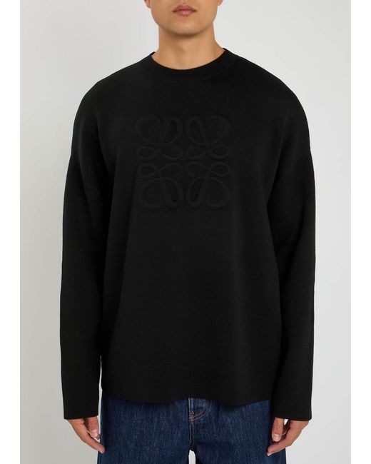 Loewe Black Anagram Wool-Blend Sweatshirt for men