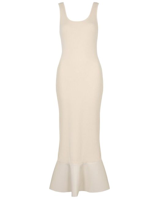 Nanushka White Talulla Ribbed Cotton Maxi Dress