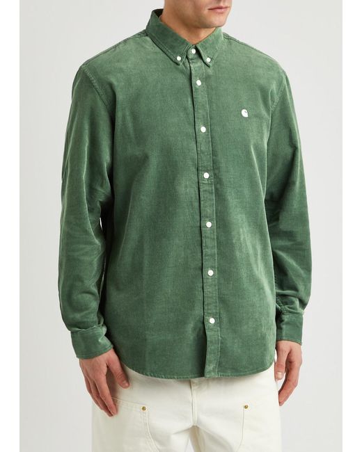 Carhartt Green Madison Logo-Embroidered Corduroy Shirt for men