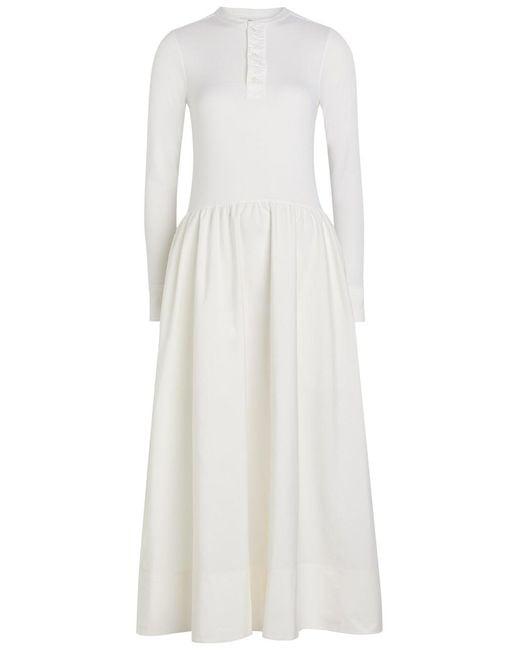Polo Ralph Lauren White Henley Cotton Midi Dress