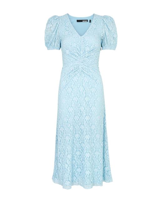 ROTATE BIRGER CHRISTENSEN Blue Floral Lace Midi Dress