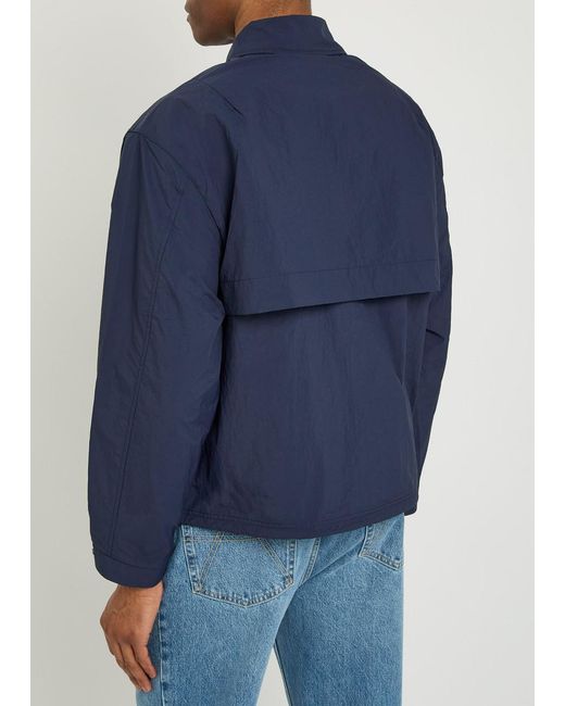 Polo Ralph Lauren Blue Logo-Embroidered Crinkled Shell Windbreaker Jacket for men