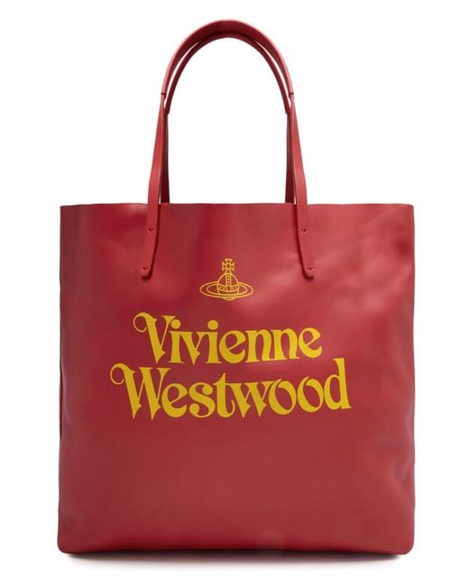 Vivienne Westwood Red Studio Logo-Print Leather Tote