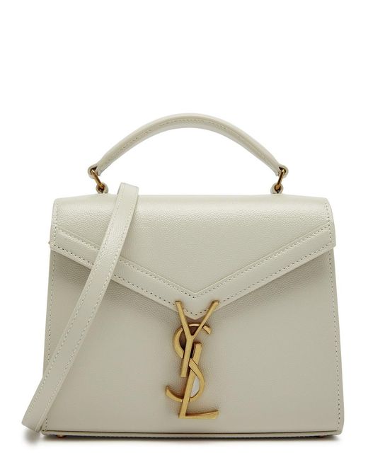 Saint Laurent Cassandra Mini Top Handle Bag in Natural | Lyst UK