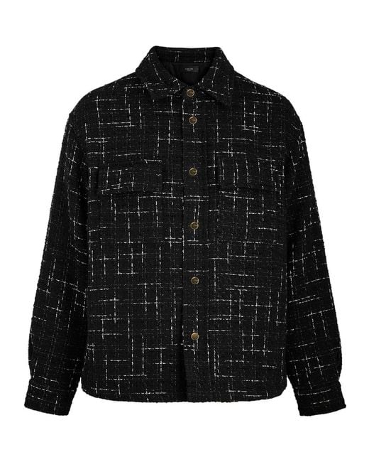 Tシャツ・カットソー AMIRI SS25 PADDED OVERSHIRT (AMSTOS1024 DEEP) Amiri Padded Metallic Tweed Overshirt in Black for Men | Lyst