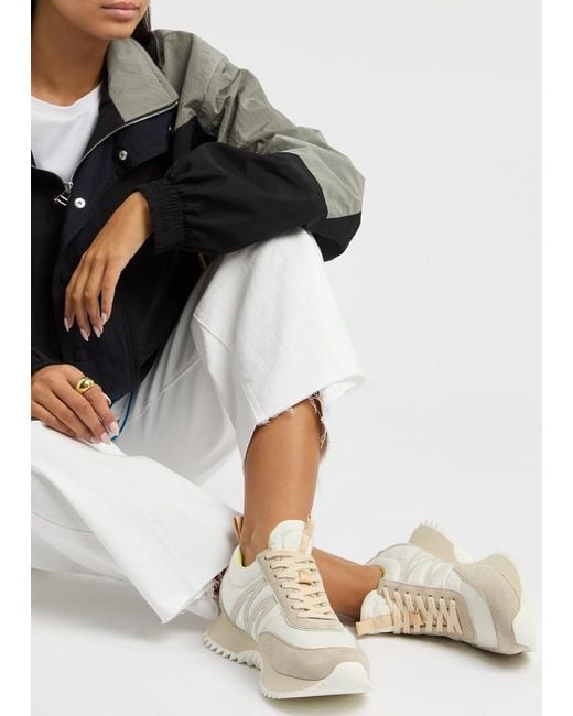 Moncler White Pacey Panelled Suede Sneakers for men