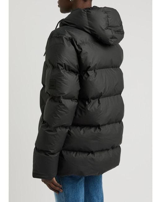 Rains Black Quilted Rubberised Jacket