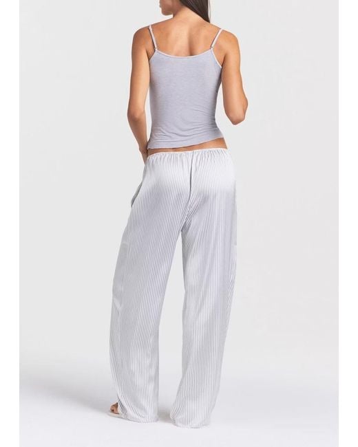 Skims Gray Lace-Trim Woven Shine Trousers