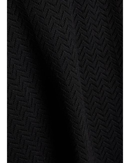 Alice + Olivia Black Lanie Pointelle Knit Top