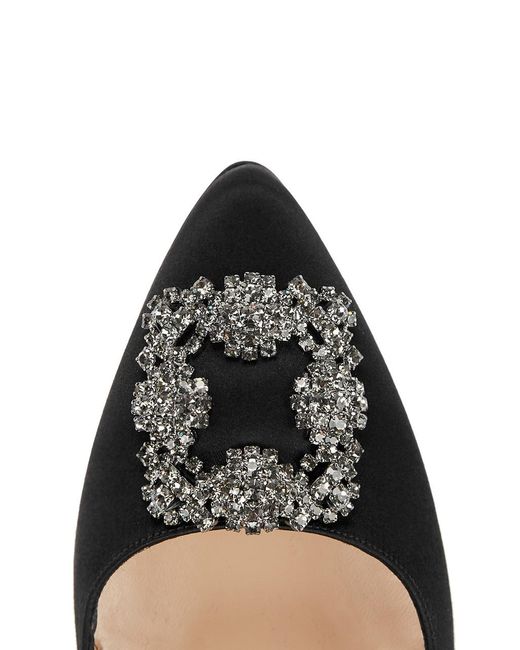 Manolo Blahnik Black Crystal-Embellished Pointed Toe Pumps