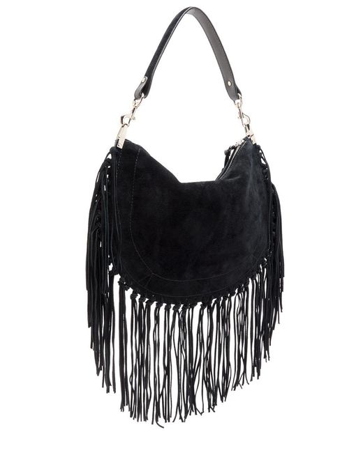 Isabel Marant Black Oskan Fringed Suede Shoulder Bag