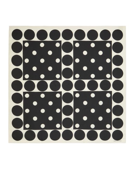 Dries Van Noten Black Patterned Silk Scarf