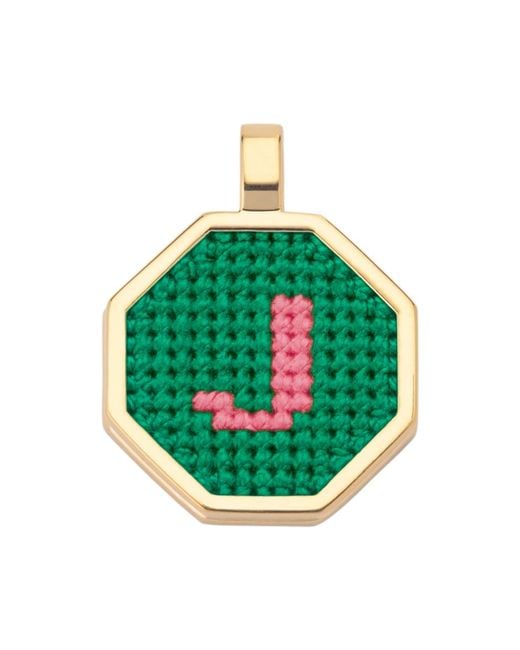 Maria Frering Green Letter J Pendant-Plated Necklace