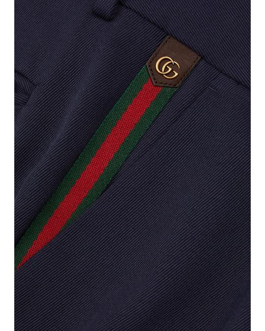 Gucci Blue Straight-Leg Cotton Chinos for men
