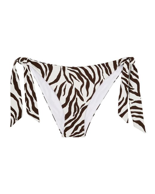 Max Mara White Silvana Zebra-Print Bikini Briefs