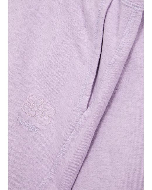 Ganni Purple Isoli Logo-Embroidered Cotton Sweatpants