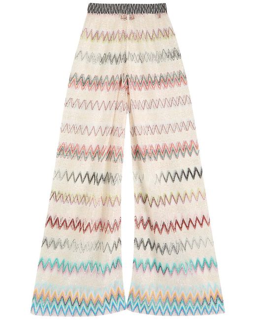 Missoni Natural Zigzag Intarsia Open-Knit Trousers