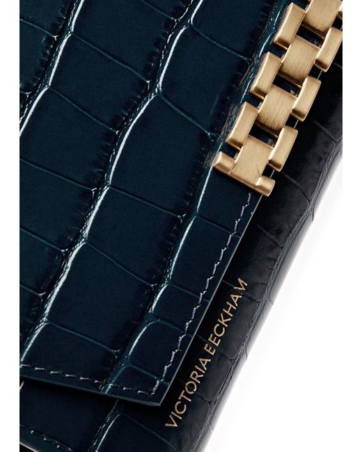 Victoria Beckham Blue Crocodile-effect Leather Wallet-on-chain