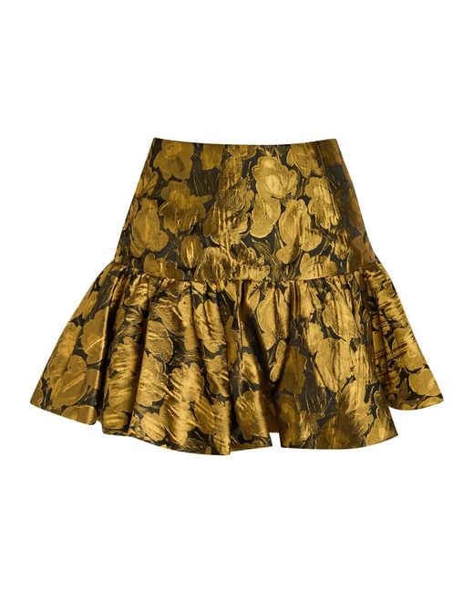 Ronny Kobo Natural Stormi Metallic Floral-Jacquard Woven Mini Skirt